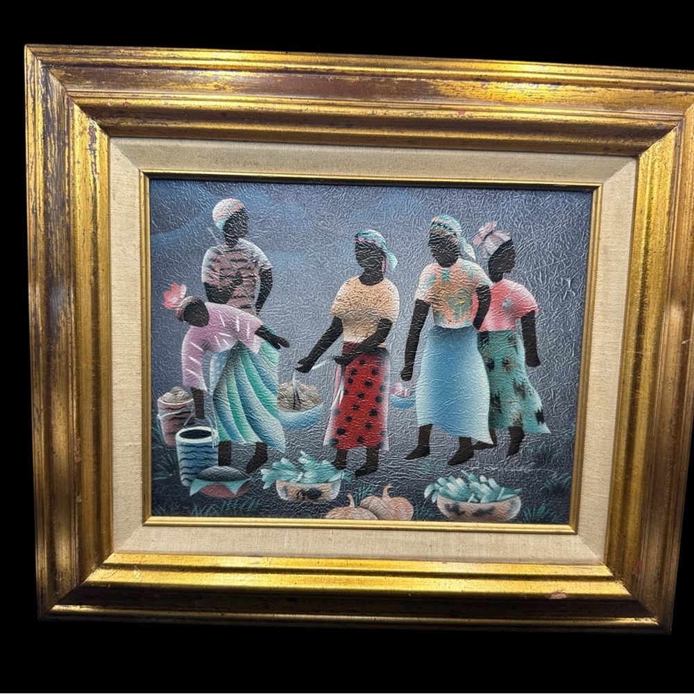 Vintage Black Americana Haitian Framed Art Print 12.5x15” - Picture 1 of 7